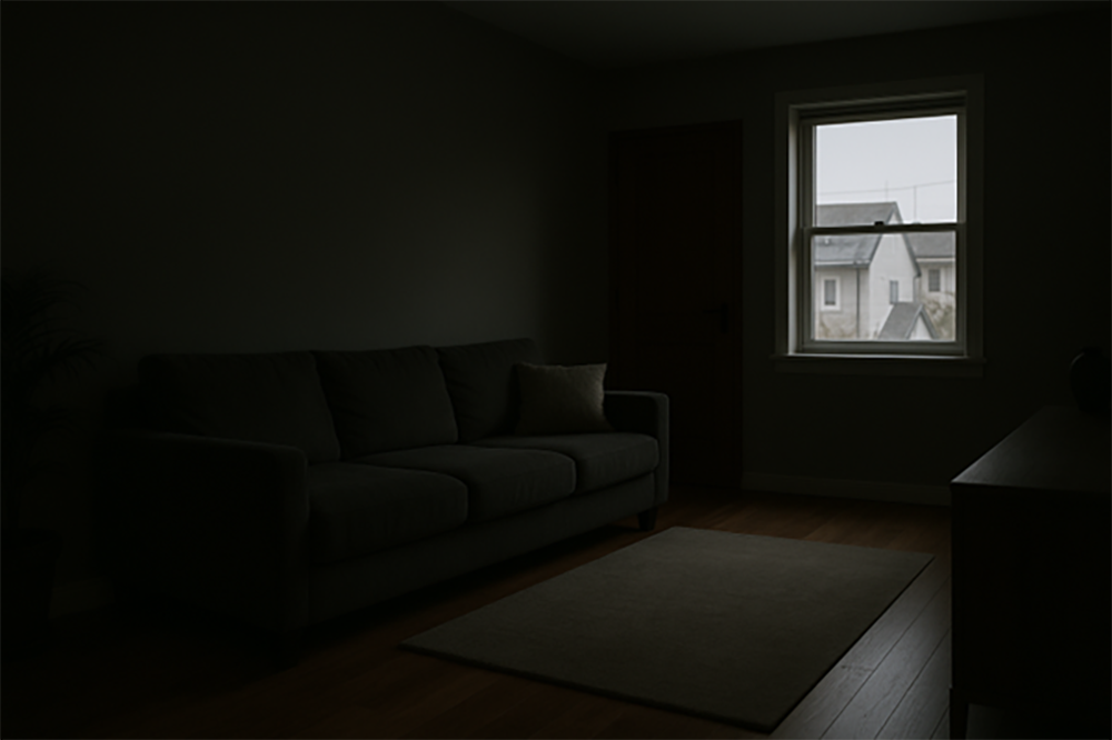 採光不足で昼間も暗い